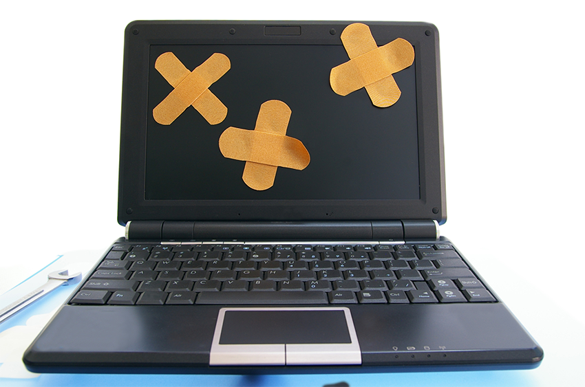 Plasters on a laptop screen