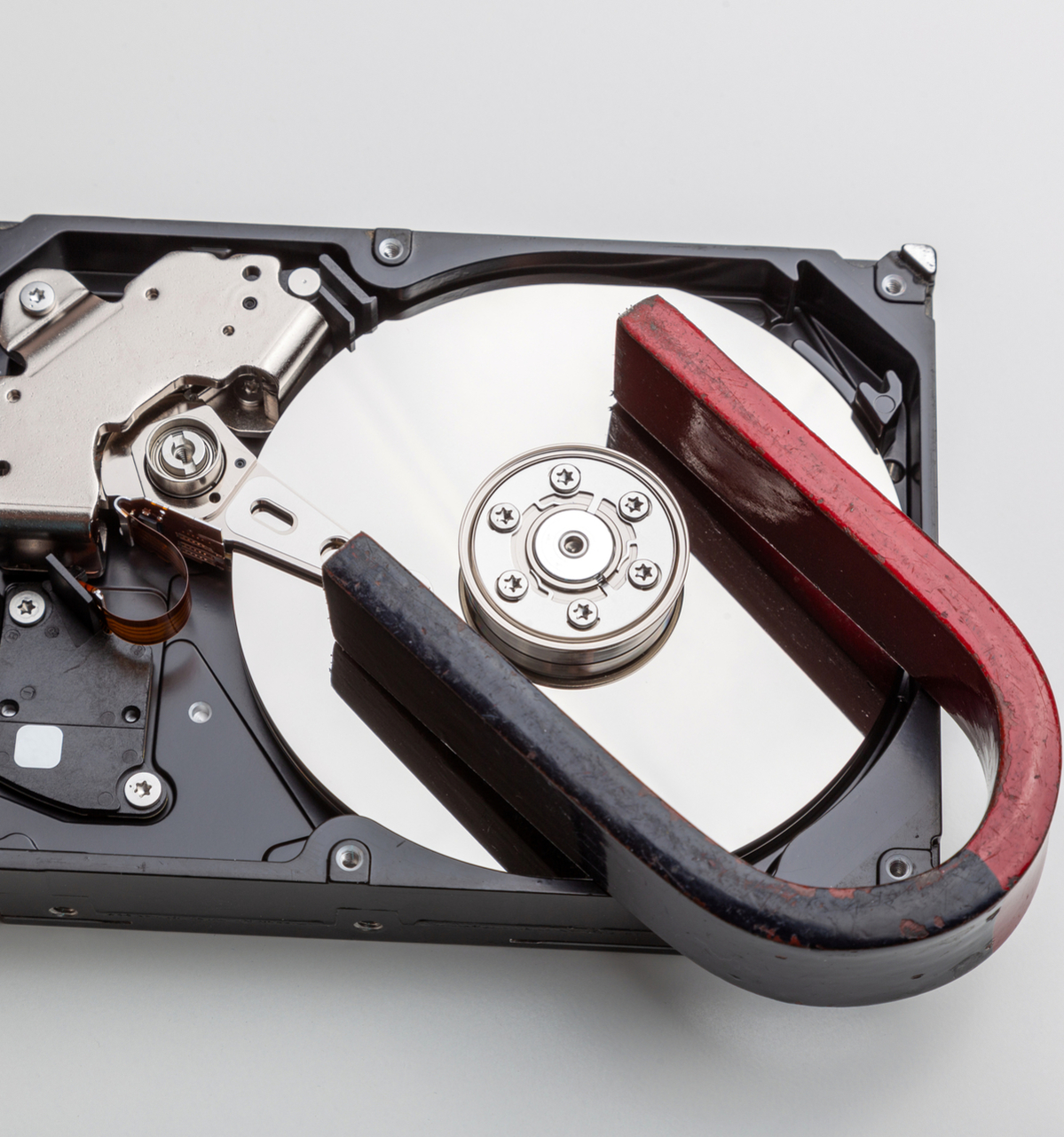 Degaussing magnets hard drive